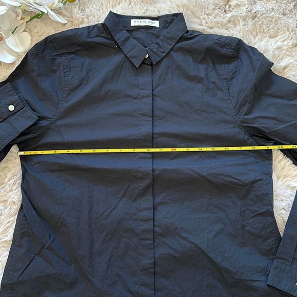Everlane NWOT Poplin Long Sleeve Button Down Shirt Black Size L - Picture 4 of 8
